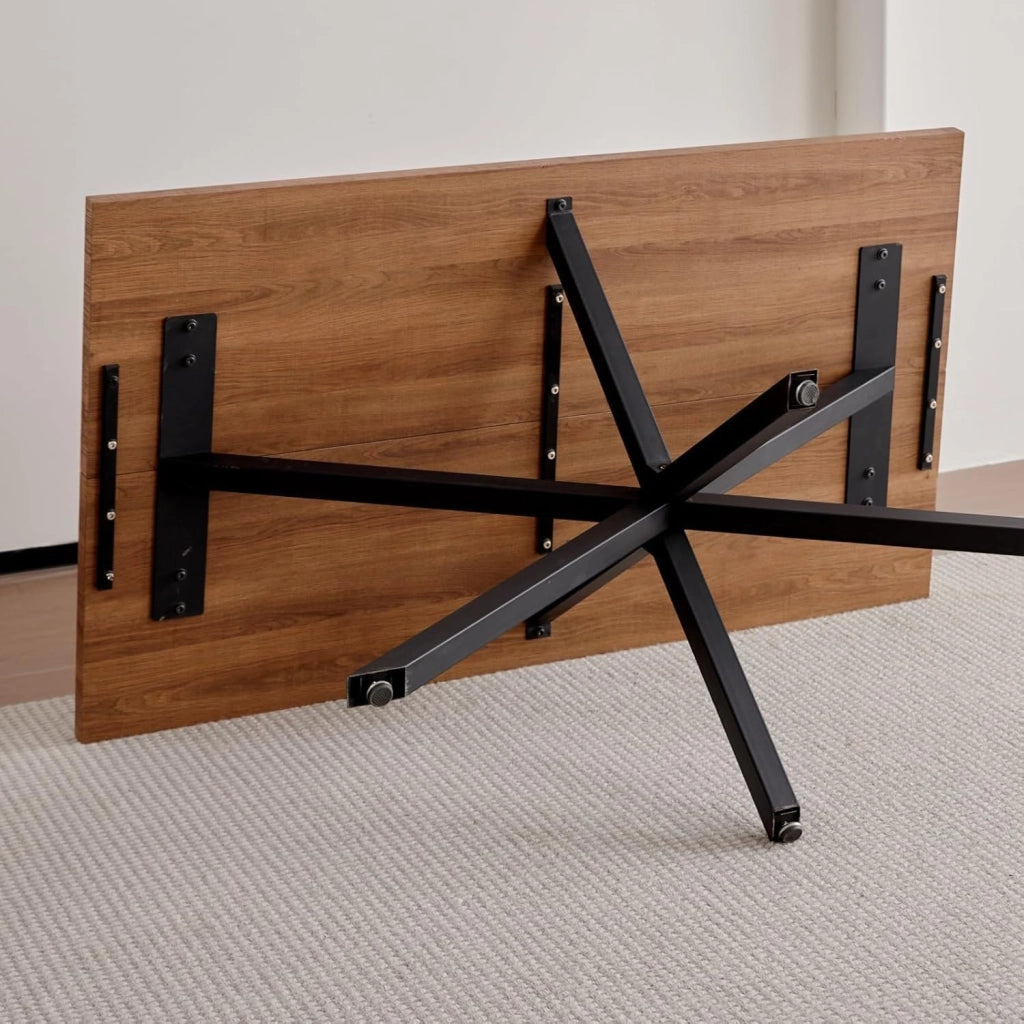 GrandCA HOME Set tavolo e sedie da pranzo,tavolo da pranzo quadrato da 140 cm e 4 sedie da cucina imbottite, adatto per cucine e sale da pranzo(Venature del legno scure + nero)