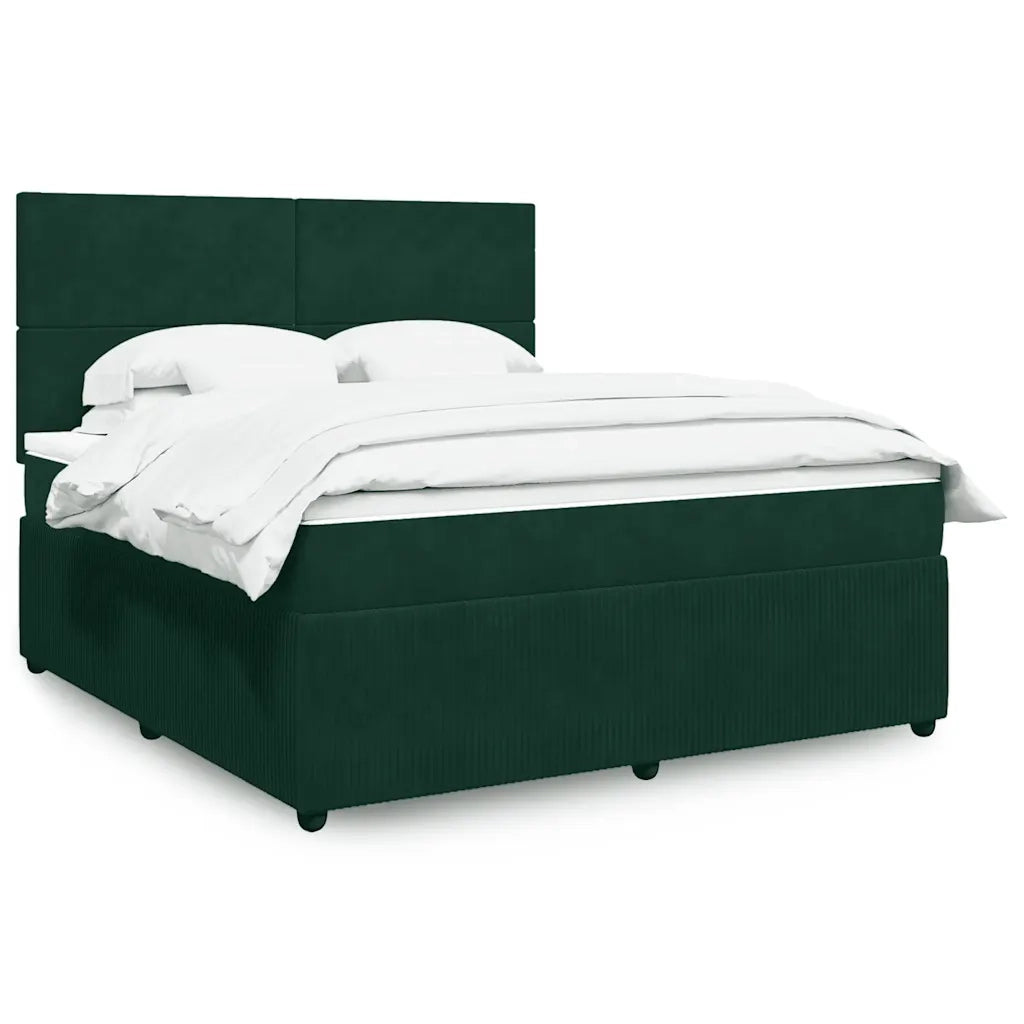Giroletto a Molle con Materasso Verde Scuro 180x200 cm Velluto 3292403