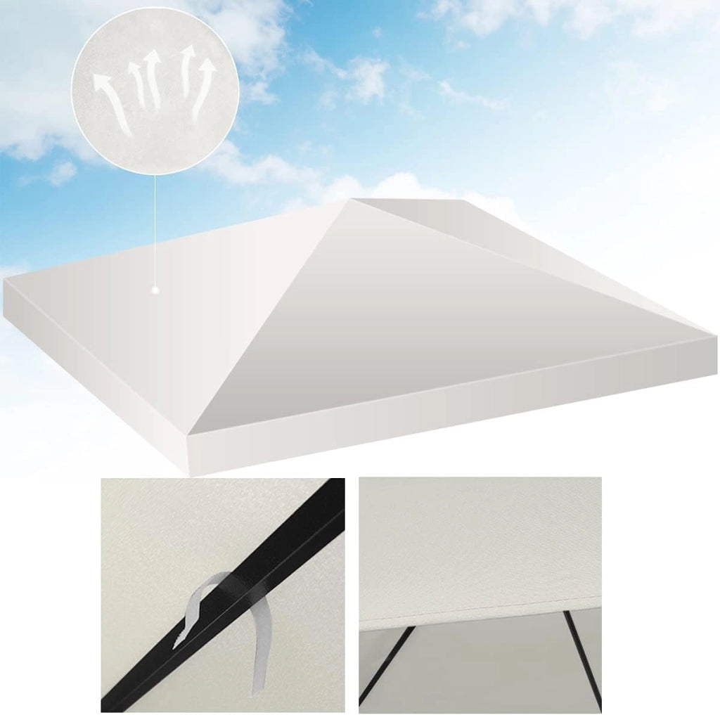 Tetto di Ricambio, per Gazebo Giardino di 3 x 3 M, Doppio/Singolo Strato, in Tessuto Poliestere, per Cortile/Spiaggia/Parco, 3 Colori e 2 Stili