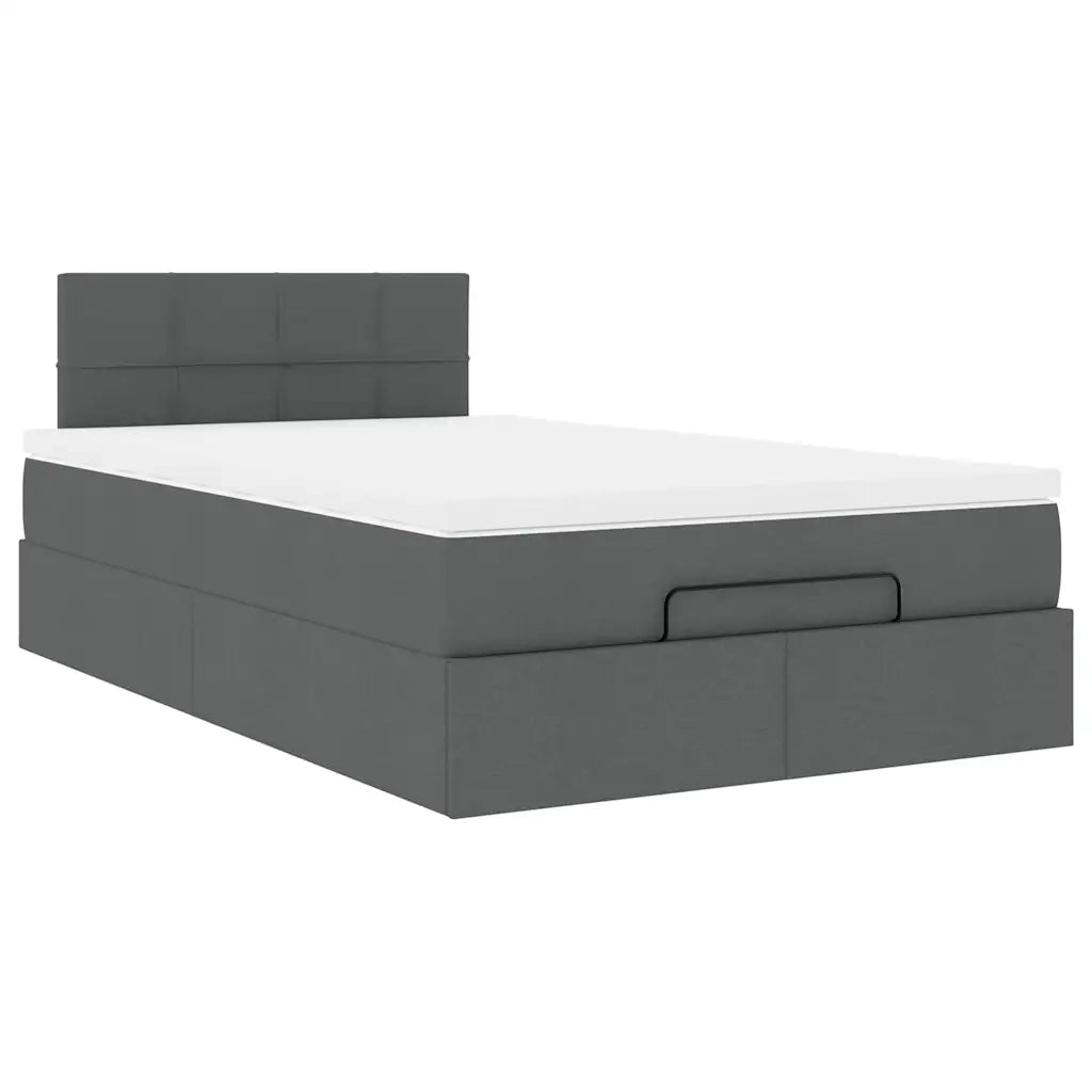 Pouf Letto con Materasso e LED Grigio Scuro 120x200 cm Tessuto