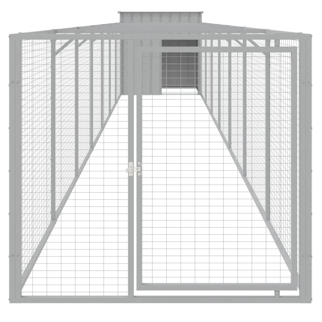Cuccia per cani con cortile luminoso 110 x 813 x 110 cm grigio 02_0043493