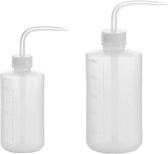 Set di 2 flaconi di plastica di sicurezza per flaconi di pulizia trasparenti per giardinaggio irrigazione delle piante laboratorio 250/500 ml