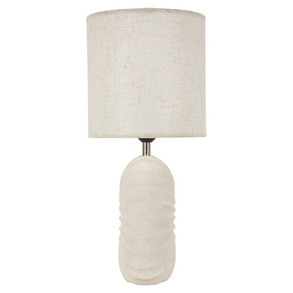 Lampada da tavolo Anemone in ceramica e ferro color sabbia