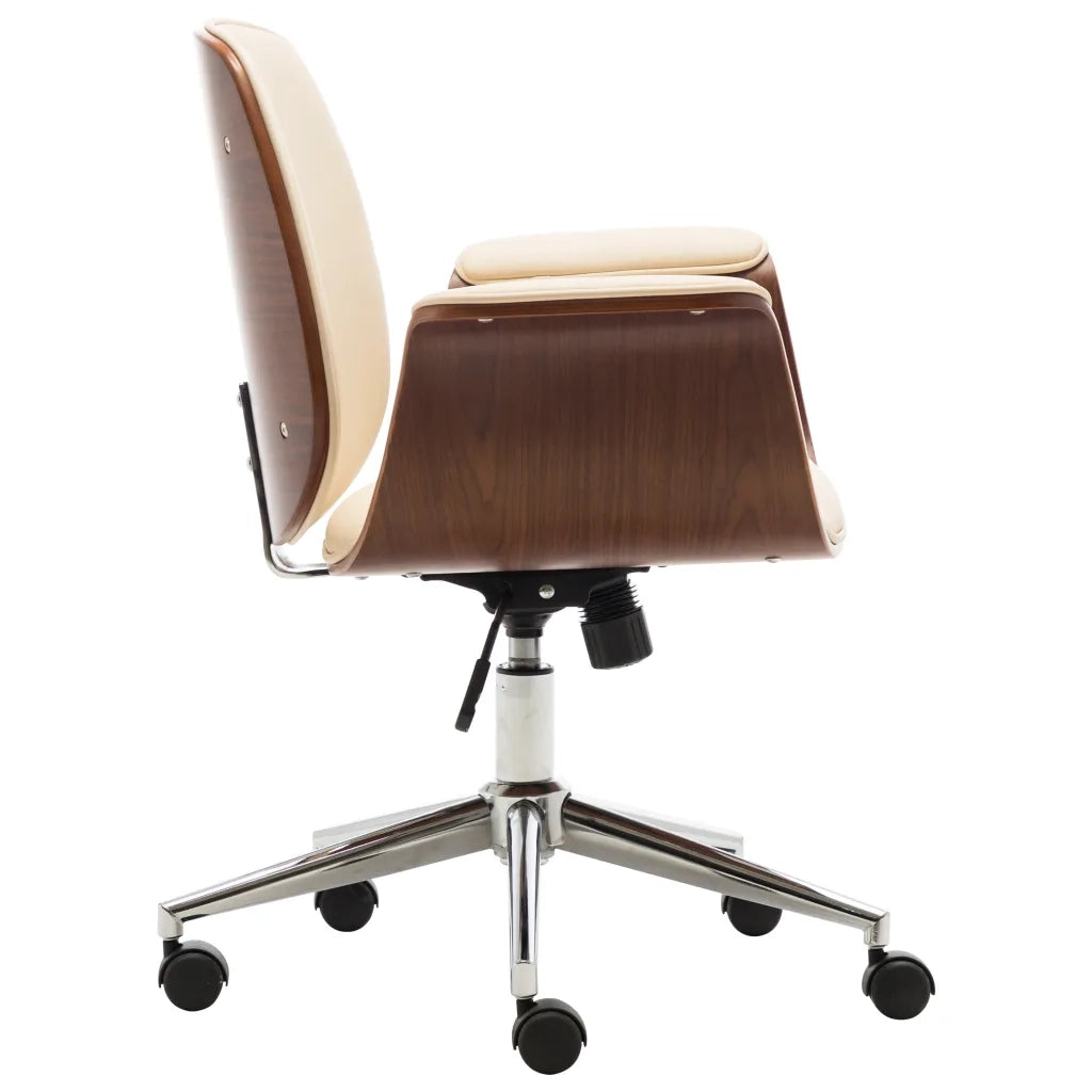 Sedia da Ufficio Crema in Legno Piegato e Similpelle cod mxl 55762