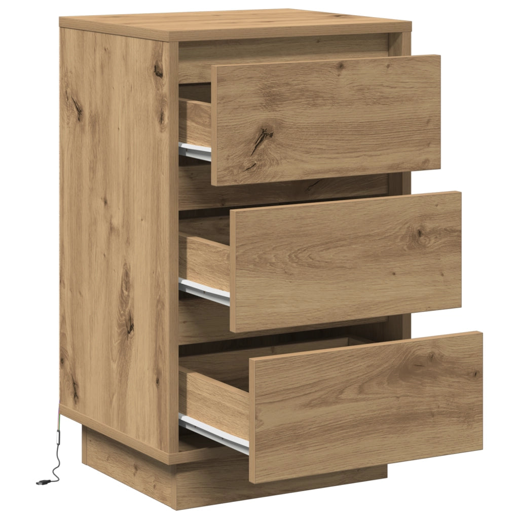 Comodino con LED in rovere artisan 39x34.5x65 cm Legno ingegnerizzato