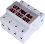 Multimetro a tre fasi su rail DIN - Contatore di corrente - Protezione contro sovracorrente e sottocorrente regolabile (40A) - AC 390-500V.