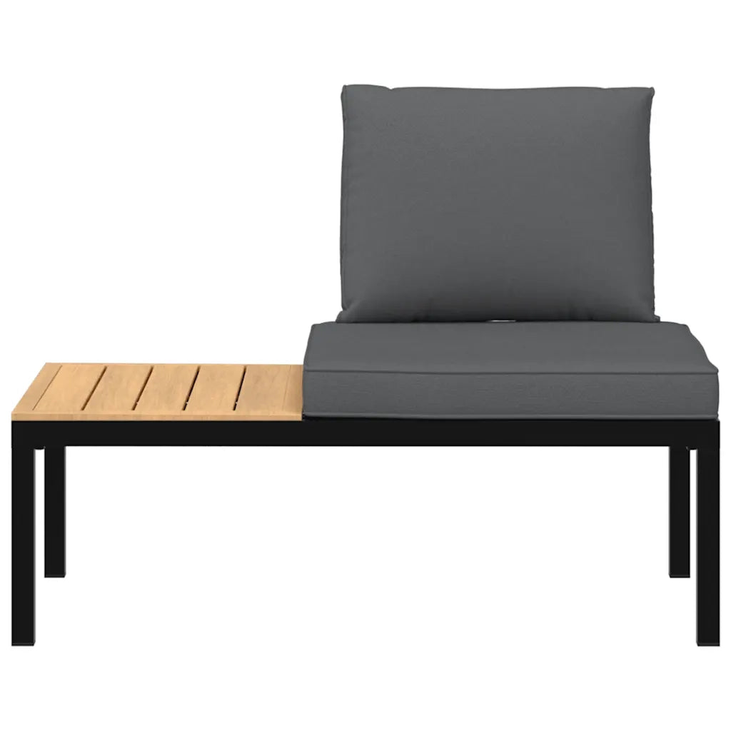 Panca da Giardino con Cuscini-Sgabello-Panca da esterno Nera in Alluminio 818976