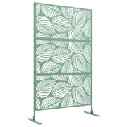 Pannello Decorativo per la Privacy, Paravento da Esterno a Motivo Vegetale in Metallo, 122 x 45 x 198 cm, Verde