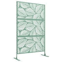Pannello Decorativo per la Privacy, Paravento da Esterno a Motivo Vegetale in Metallo, 122 x 45 x 198 cm, Verde
