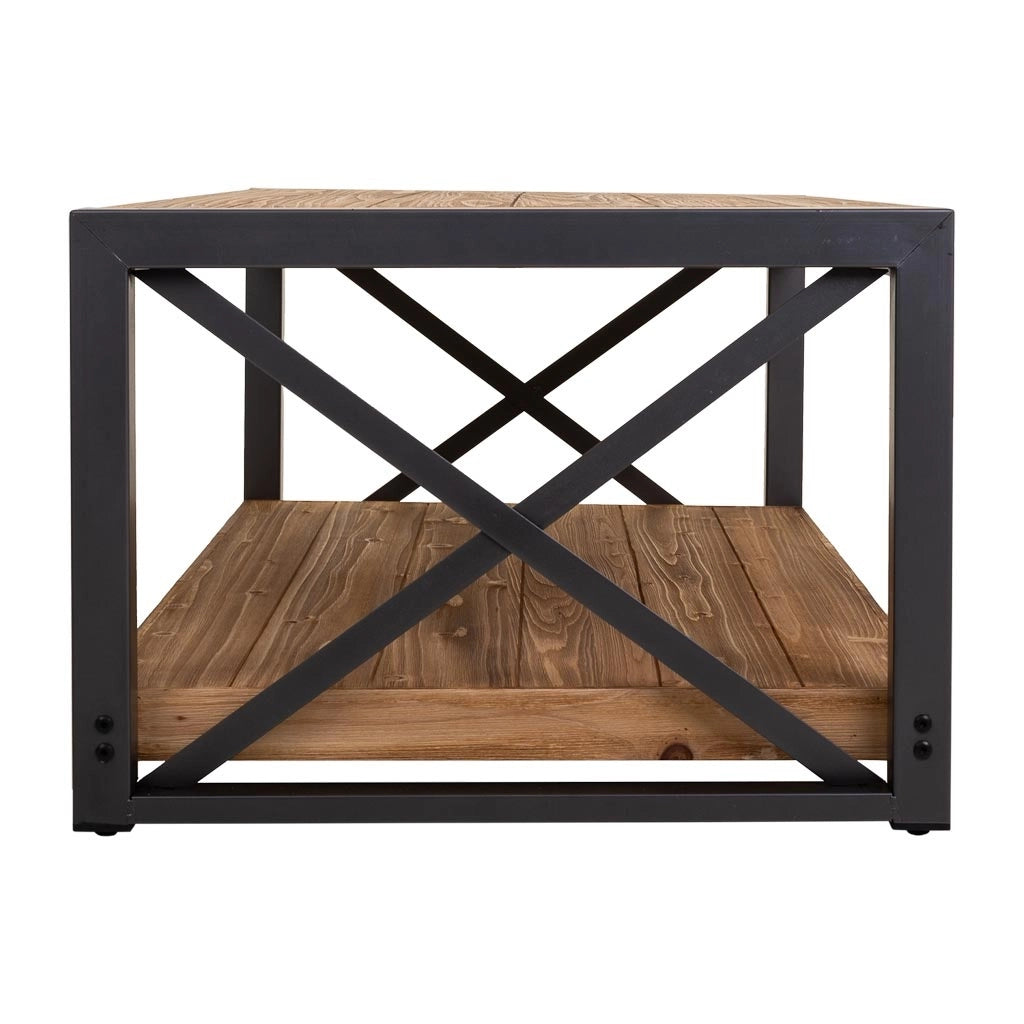 Tavolino da caffè in metallo e legno 122x60x43,5h cm