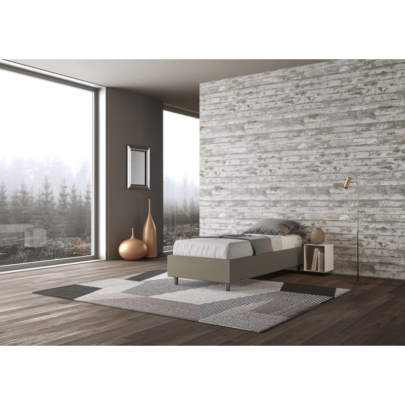 Letto Sommier imbottito Singolo 80x210 cm Azelia - Similpelle,Senza rete,Cappuccino