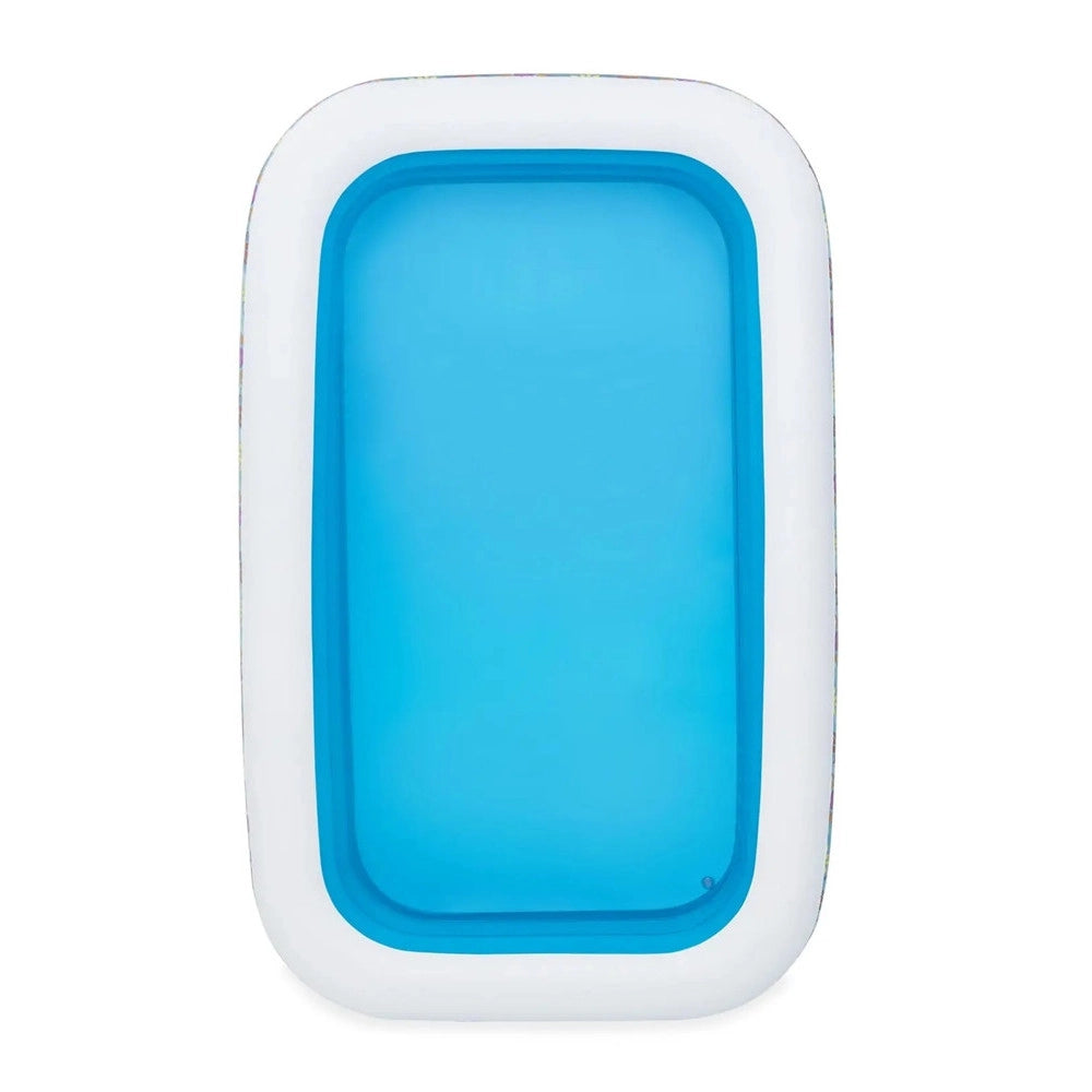 Trade Shop - Piscina Gonfiabile Family Rettangolare A 3 Anelli Decoro Fiori 305x183x56 Cm 54121 -