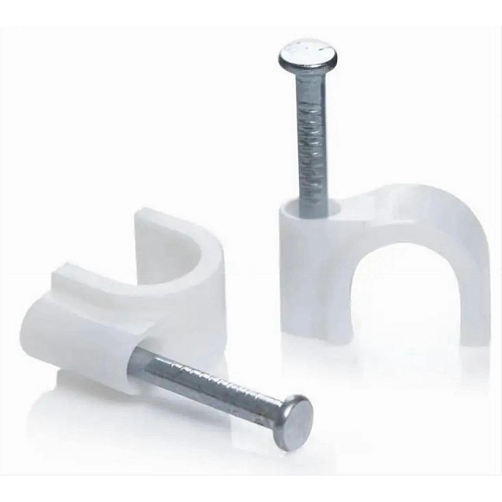 Trade Shop - Confezione Da 100pz Fermacavo Ferma Cavi Da ø 7 Mm Colore Bianco Con Chiodo Fm-7 -