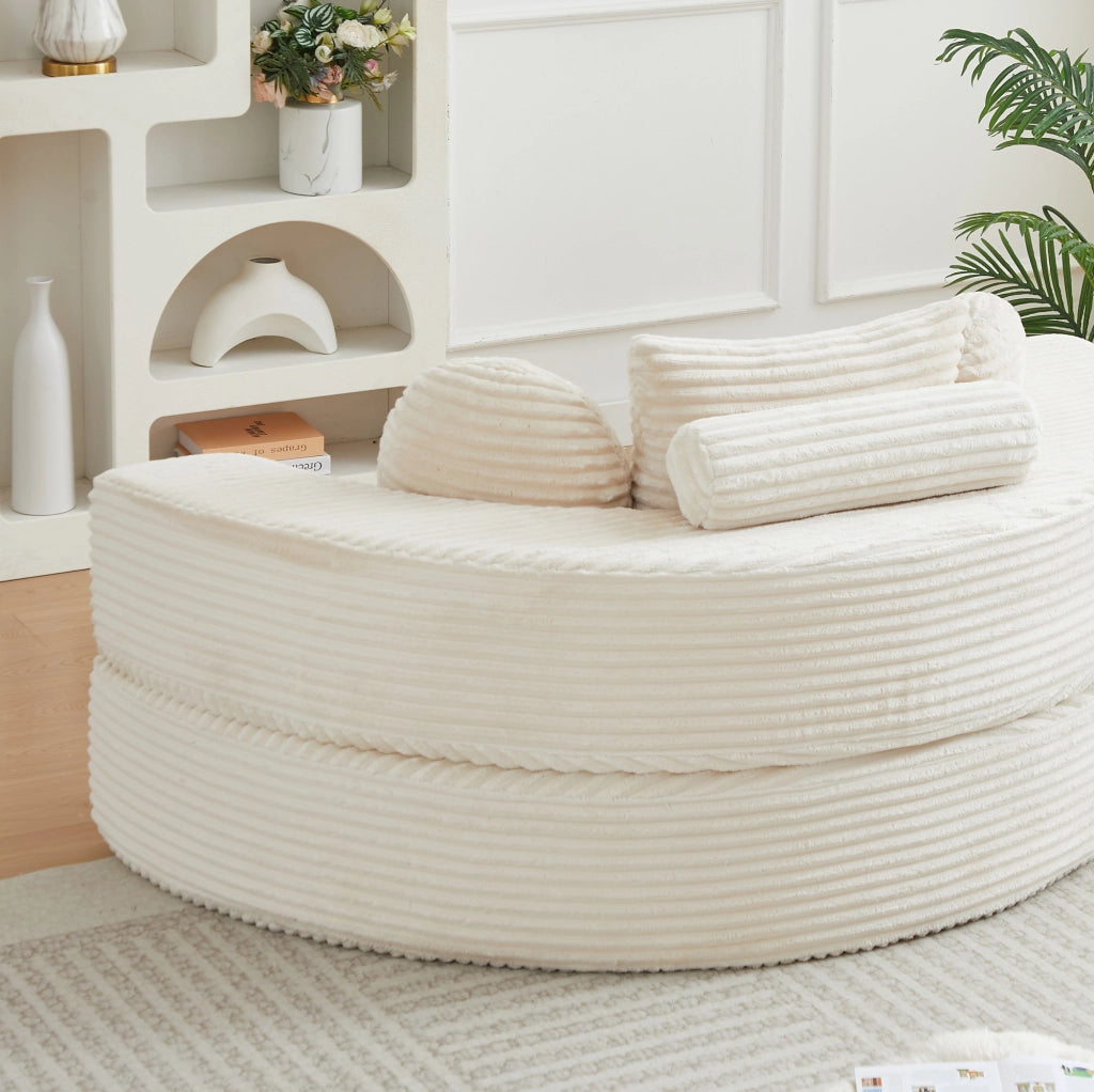 Divano trasformabile 4 in 1 in velluto a coste beige HOMVRA