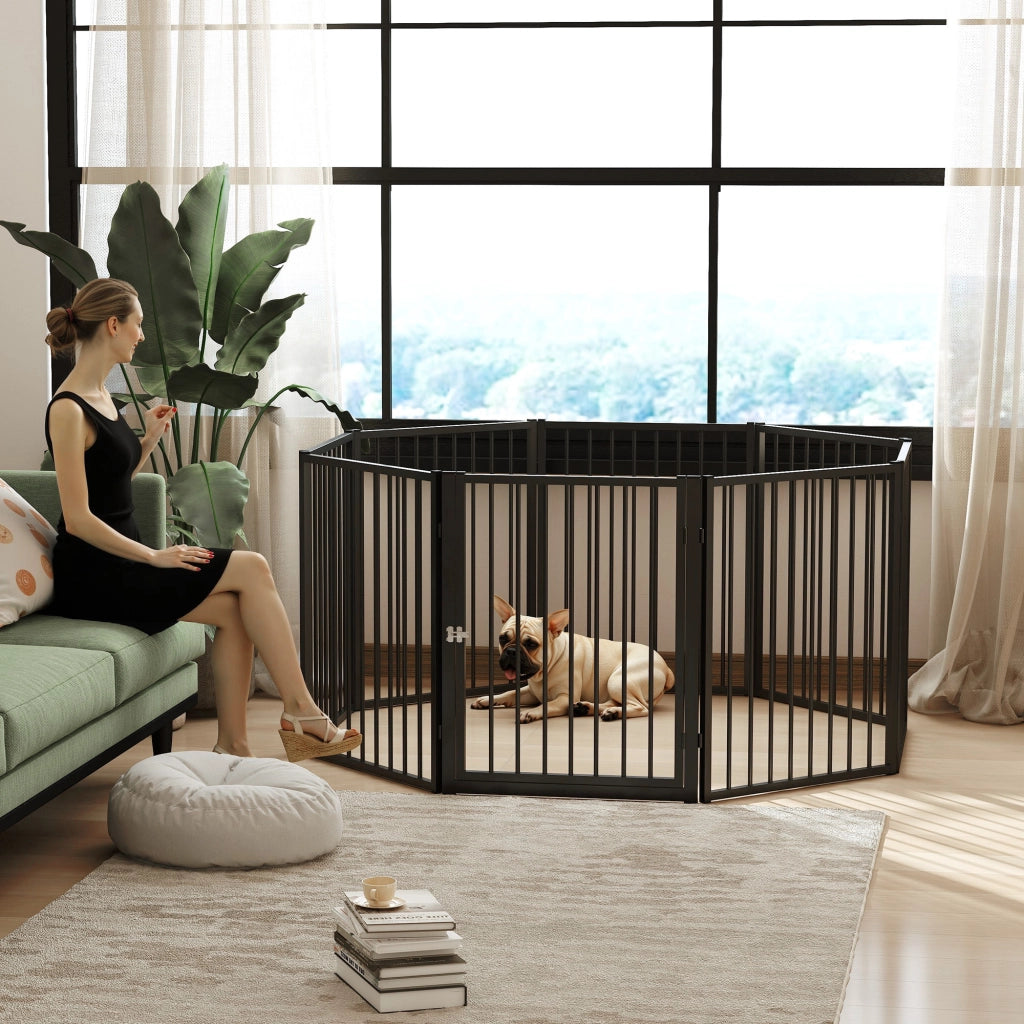 Recinto per Cani ¨C zephmum ¨C Grigio, Metallo, 8 Pannelli con Porta, Pieghevole