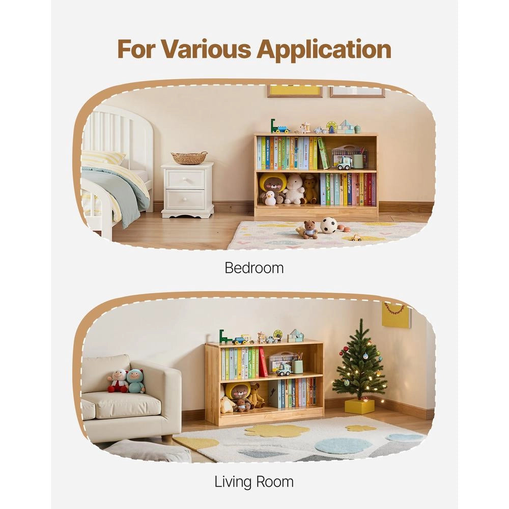 Mobiletto Stoccaggio Giocattoli Bambini 2 Ripiani 2 Scomparti Scaffale Camera da Letto Marrone
