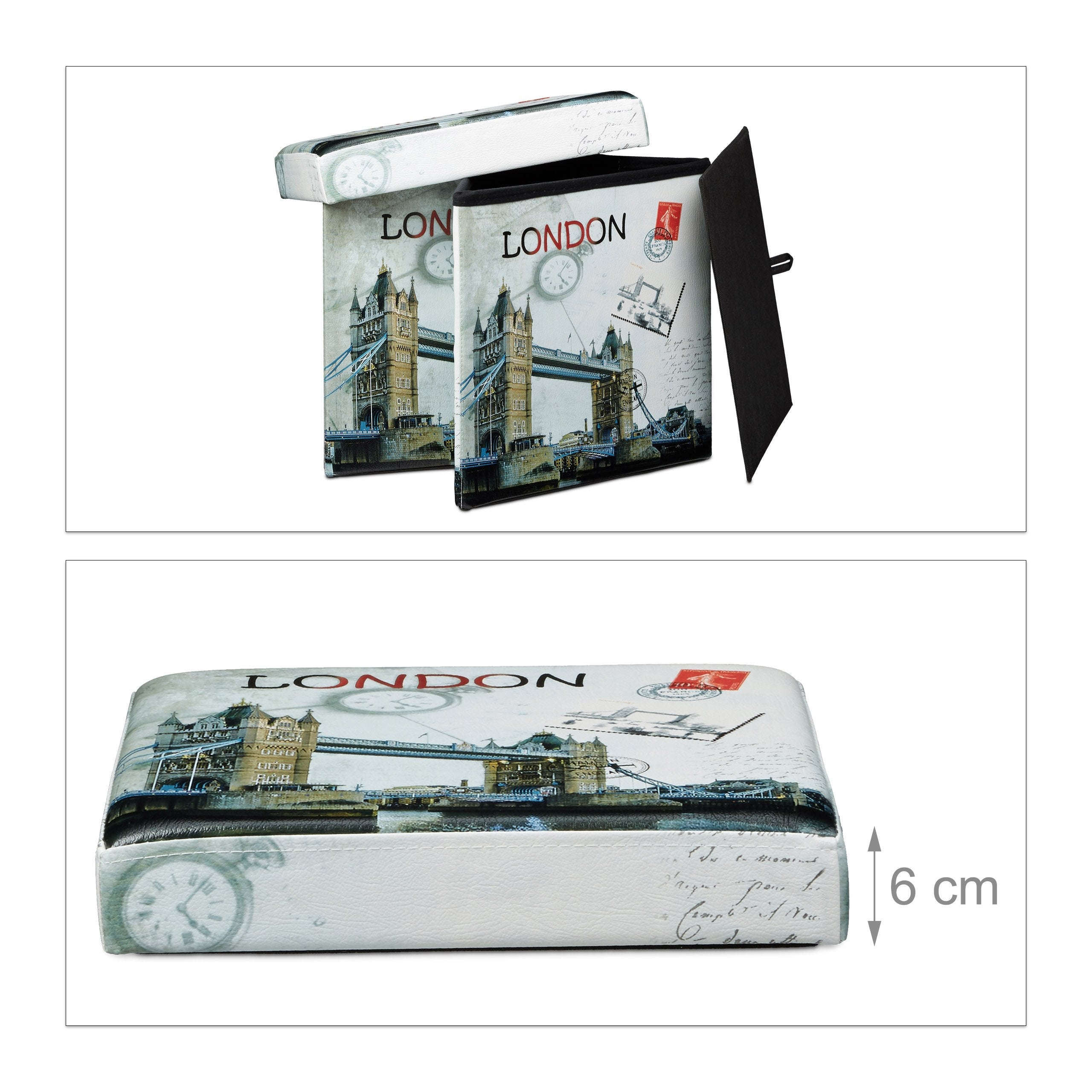 Sgabello pieghevole contenitore panca pieghevole 38 x 38 cm London multicolor 2013068