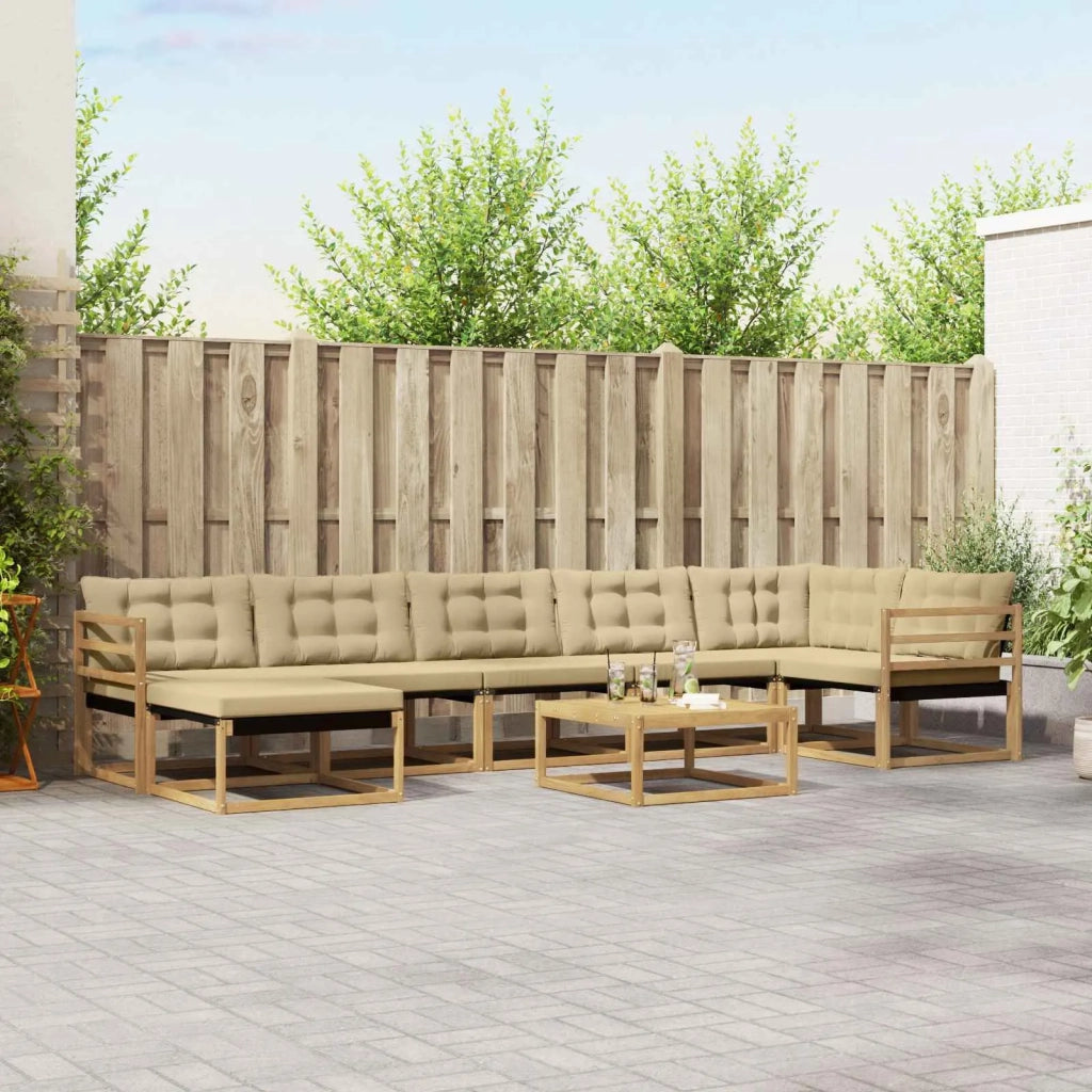 Set di divani da esterno 8 pcs Bianco e Beige 79 x 79 x 37 cm