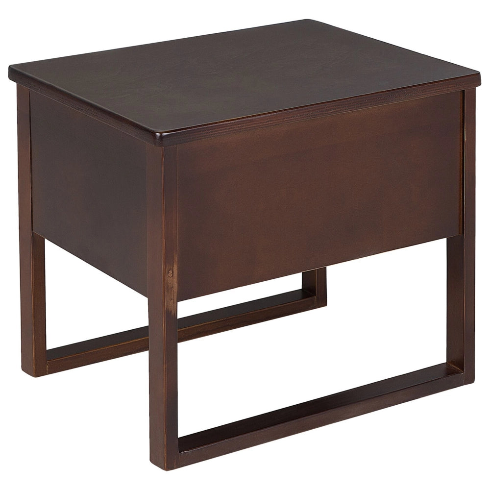 Comodino in Legno di Pino Marrone Scuro 50 x 41 cm con Cassetti e Finitura Oliata stile Contemporaneo