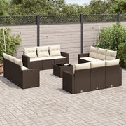 Set Divani da Giardino 13 pz con Cuscini Marrone in Polyrattan 3218773