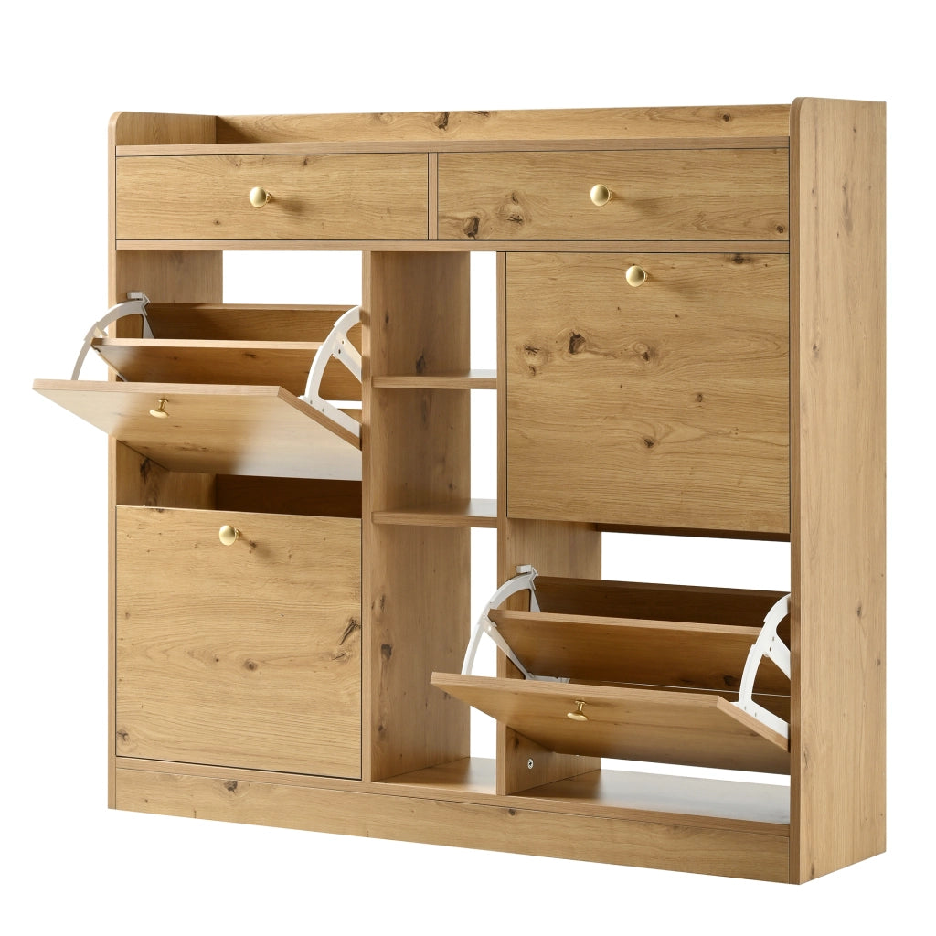 Scarpiera con 4 Ante a Ribalta, 2 Cassetti e 3 Ripiani ¨C Xylo ¨C Legno, 110x26x100 cm