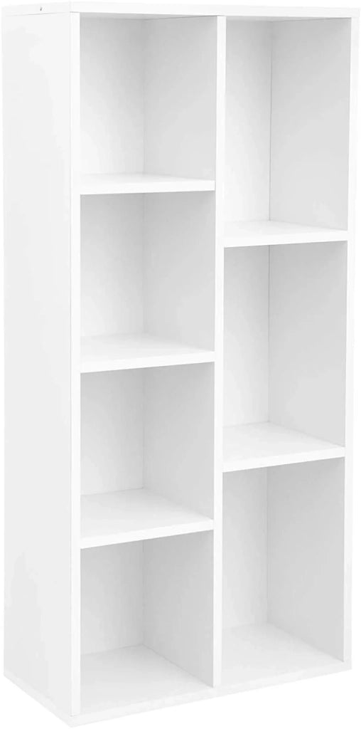 Libreria a 7 scomparti 7 ripiani a cubo aperti spazio di archiviazione per soggiorno e ufficio 50 x 24 x 106 cm stile moderno bianco 12_0000497