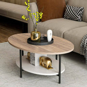 Subiaco, Tavolino da Salotto Forma Ovale, 60x90x36h cm Bianco Quercia