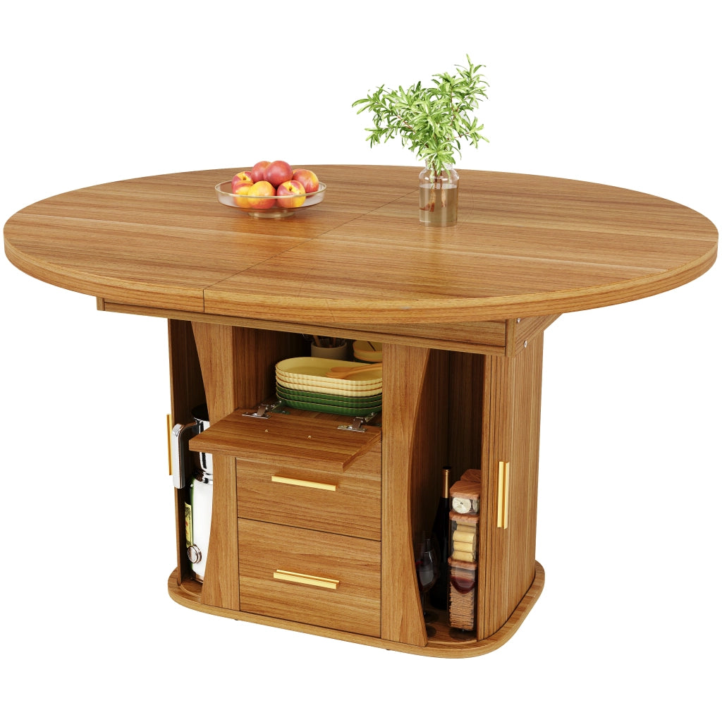 Tavolo da Pranzo Rotondo Allungabile ¨C MINIMAL ¨C Noce, 118-158 cm, 6 Persone