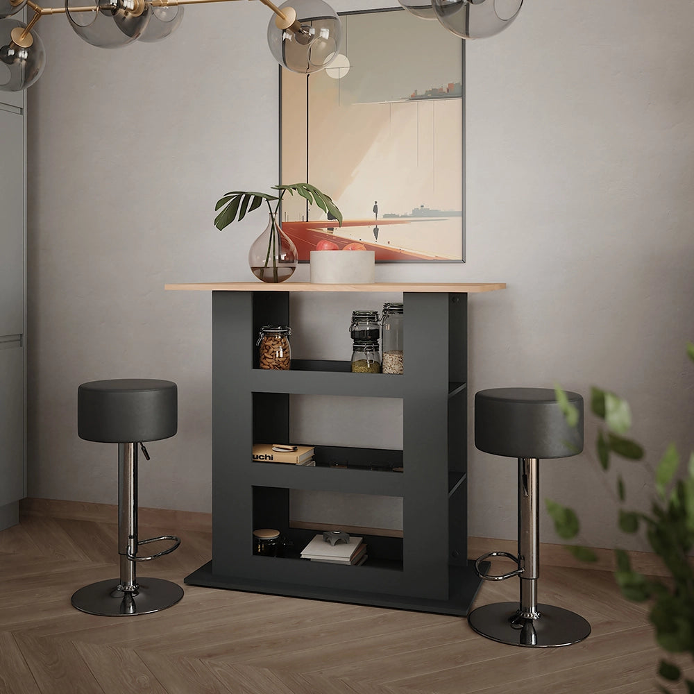 Vicco tavolo bar con sgabelli Quercia dorata/antracite 110 x 65 cm con 2 sgabelli da bar