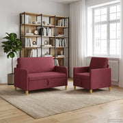 Set di Divani con Storage 2 pcs Rosso Vino Poliestere 3429151