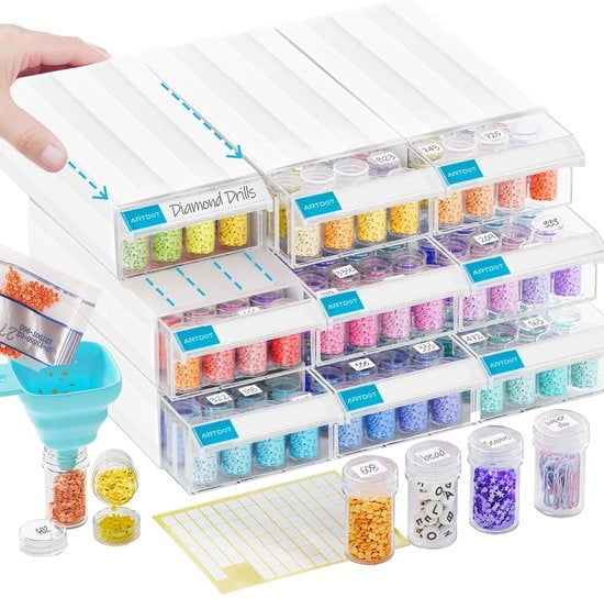 Organizzatori DIY per artigianato a stella, 9-pack, 288 compartimenti, contenitori individuali per stella, perle, aggeggi, pillole, pietre, semi.