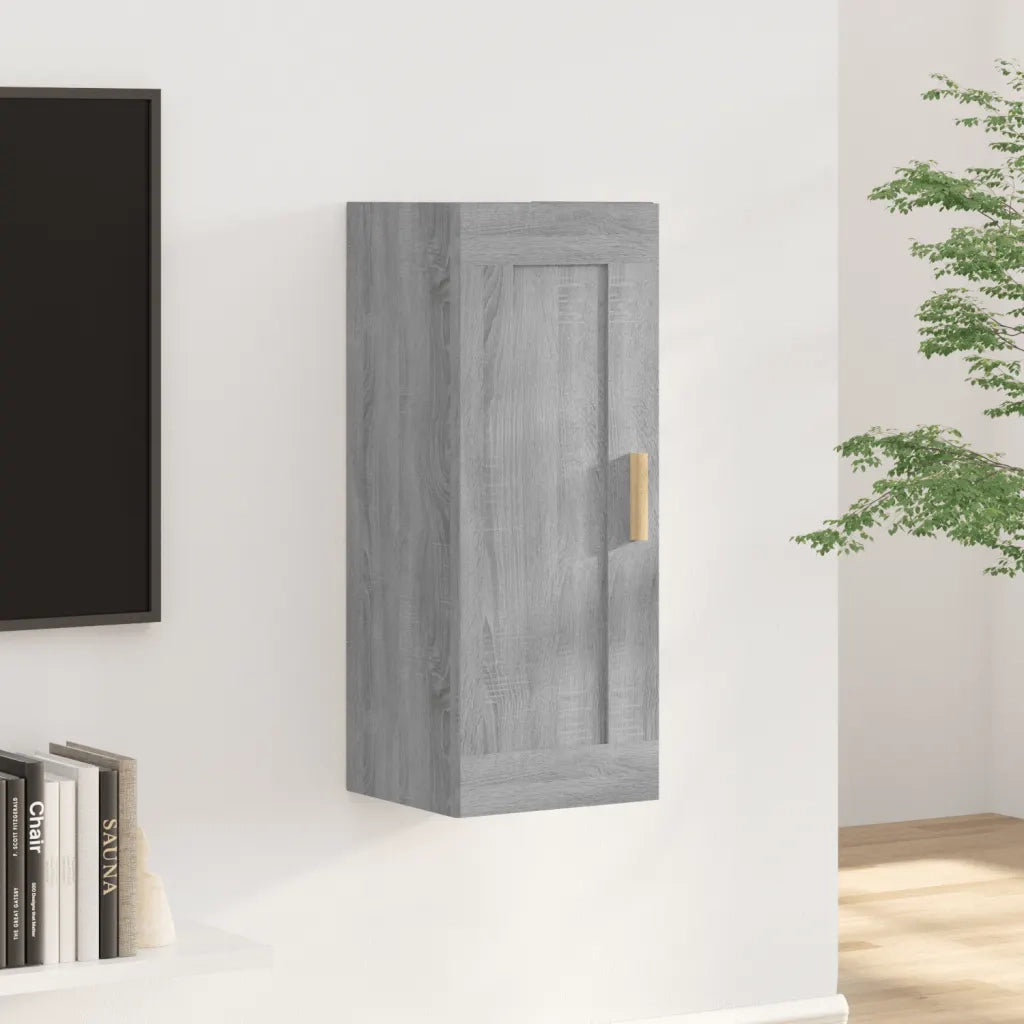 Armadietto a Muro | Mobile a Parete Grigio Sonoma 35x34x90cm in Legno Multistrato