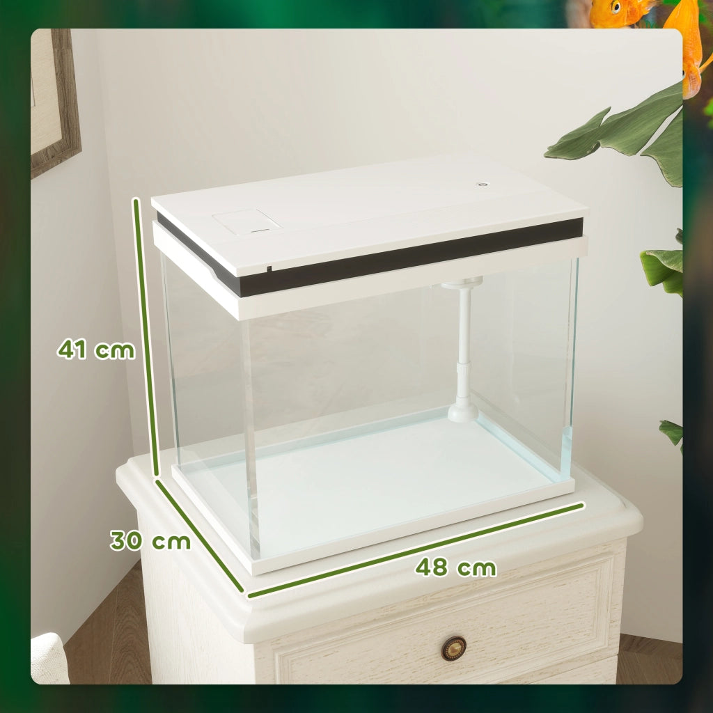 Acquario 41 Litri con Filtro, Luci LED, Pompa ¨C Minimal ¨C Bianco