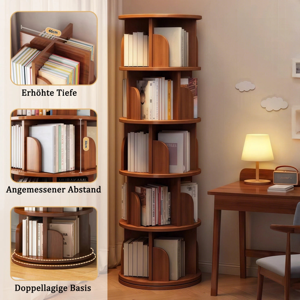 LIBRERIA girevole 360° 59 x 56 x 26 cm MDF noce