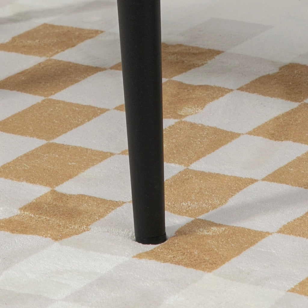 SGABELLO Imbottito 42x42x47 cm Crema, Poliestere, gambe in acciaio