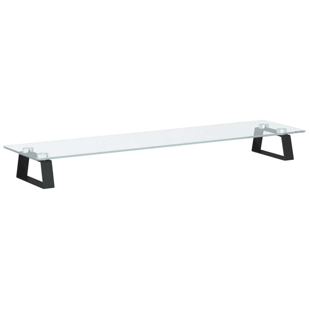 Supporto per Monitor Nero 80x20x8cm Vetro Temperato e Metallo 374225