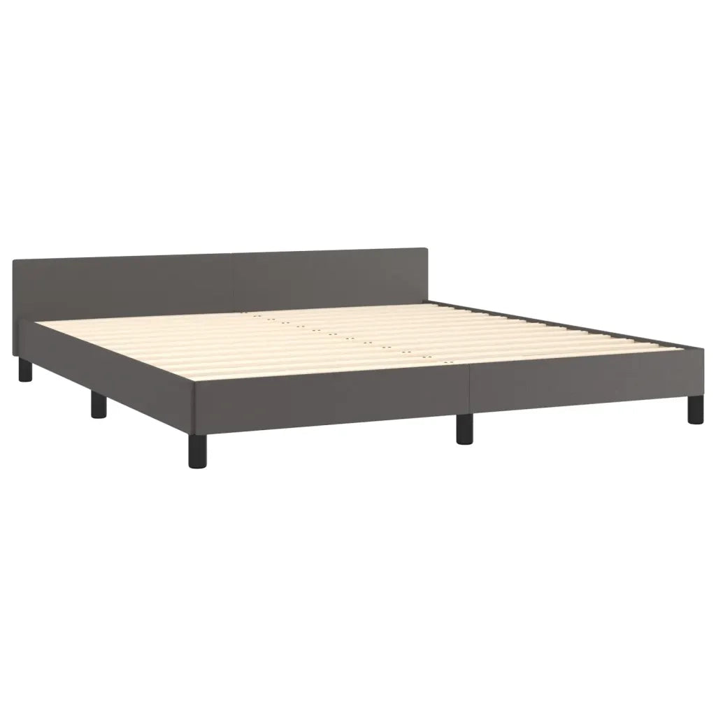 Giroletto con Testiera-Struttura Letto con testiera Grigio 160x200 cm in Similpelle 287456