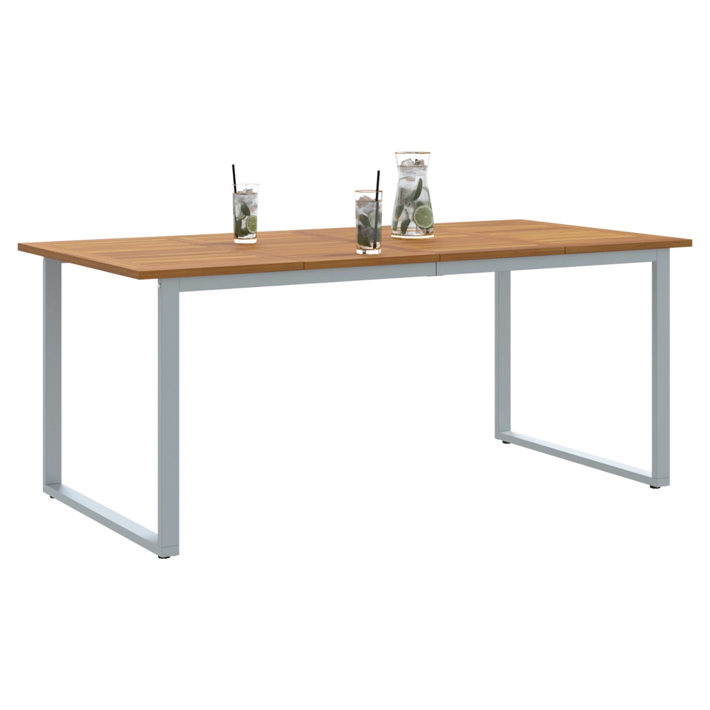 Tavolo da pranzo da esterno Grigio 180x90x75 cm Acciaio e Legno massello Acacia