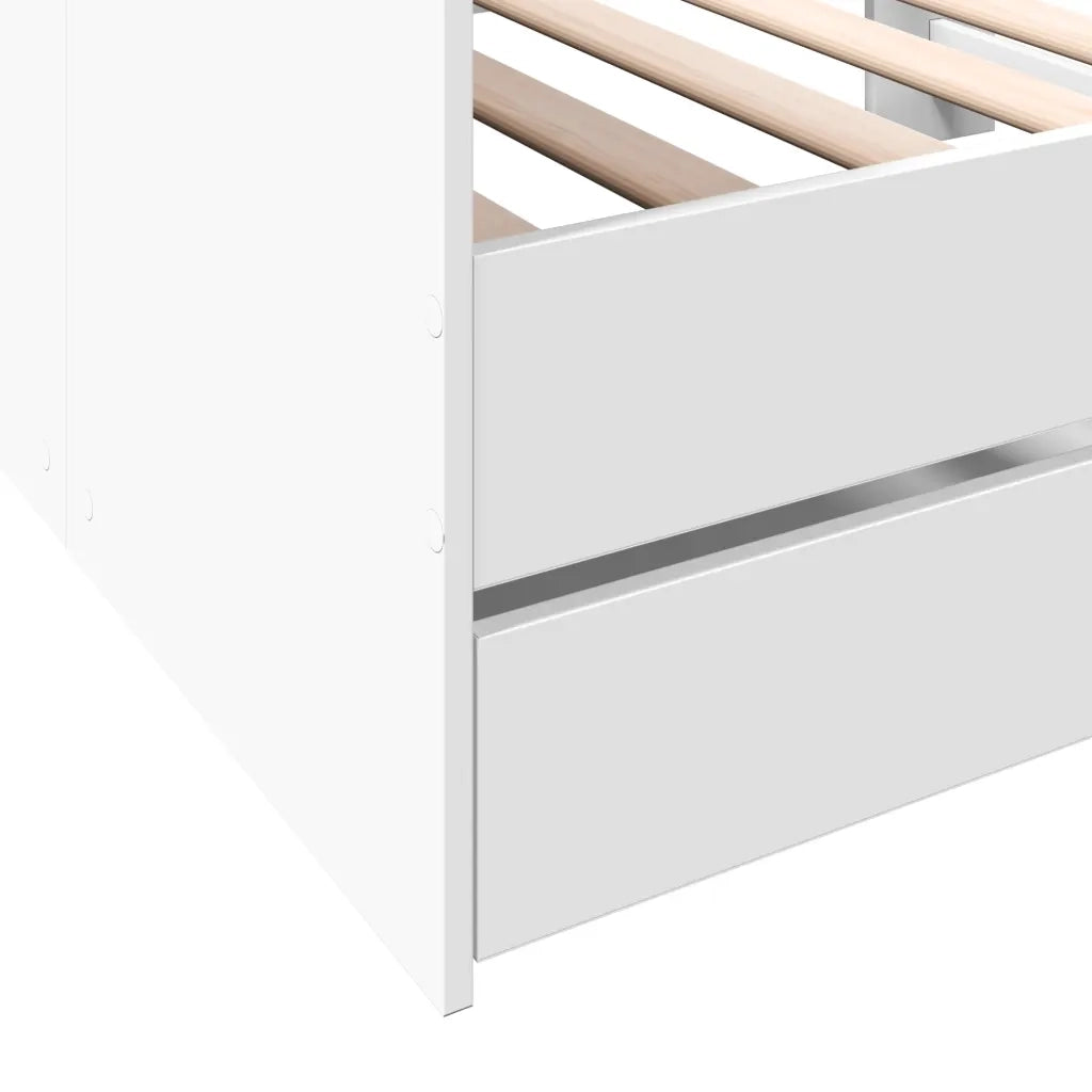 Divano Letto con Cassetti senza Materasso Bianco 90x190 cm
