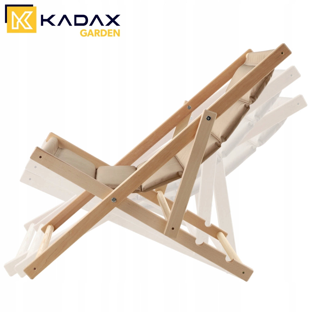 KADAX Sedia a sdraio da giardino/spiaggia in legno pieghevole con cuscino, lucidatura di alta qualità