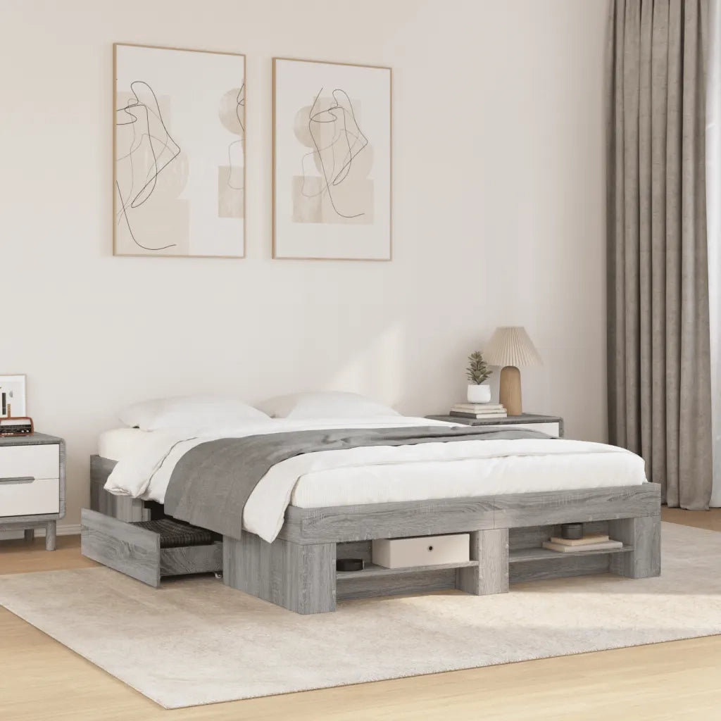 Giroletto-Struttura Letto Grigio Sonoma 120x190 cm in Legno Multistrato 157604