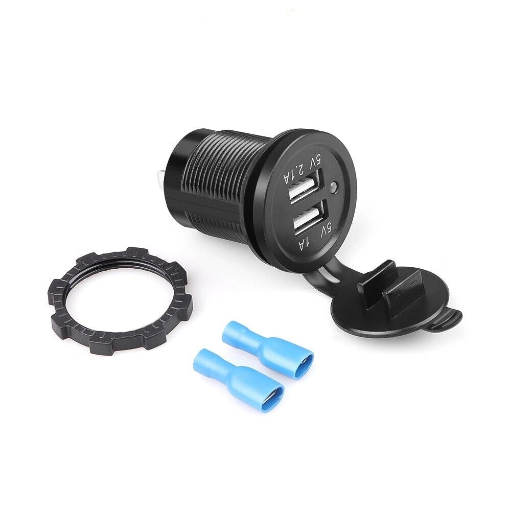 Presa Doppia USB da Pannello Caricabatteria per Auto Camper Moto Barche 12V 24V