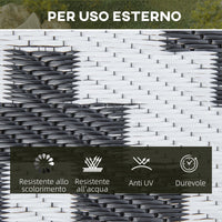 Tappeto da Esterno Reversibile 182x274 cm con Fantasia Geometrica Nero e Bianco