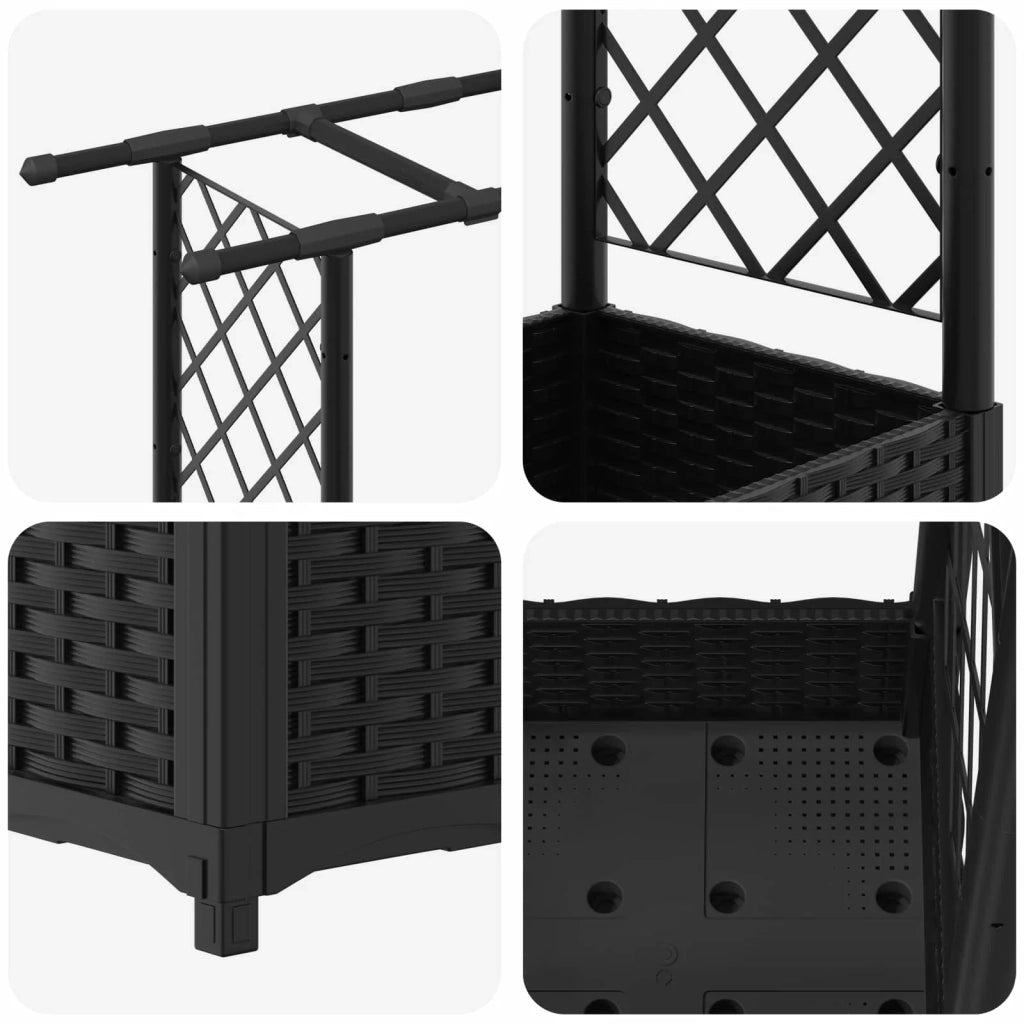 Letto Rialzato con Griglia e Tetto Nero 164 x 40 x 123 cm PP 42032540