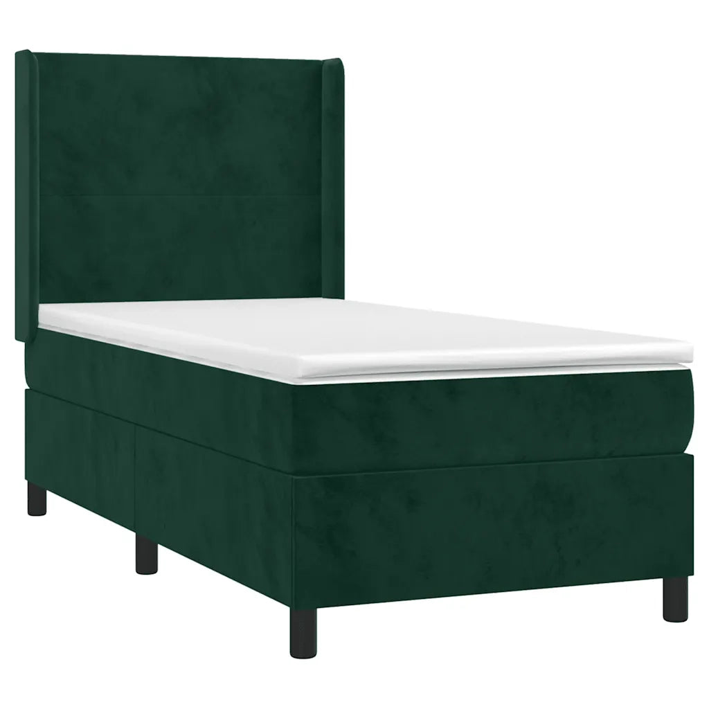 Giroletto a Molle con Materasso Verde Scuro 90x200 cm Velluto 3132540