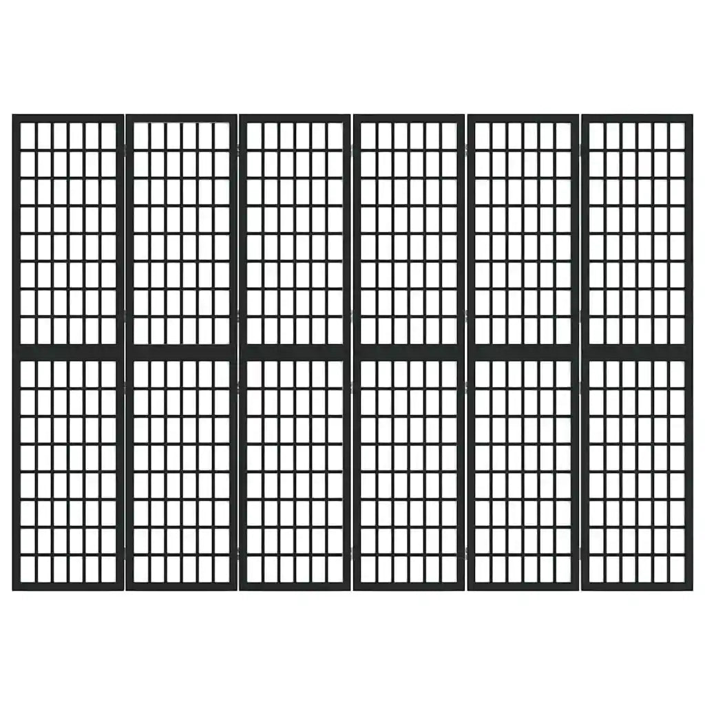 Divisorio Ambienti | Divider per stanze | Paravento Pieghevole 6 Pannelli Stile Giapponese 240x170cm Nero
