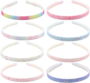 Set di 8 fasciature per capelli con pailletten, colore arcobaleno con antiscivolo, ideale per bambine