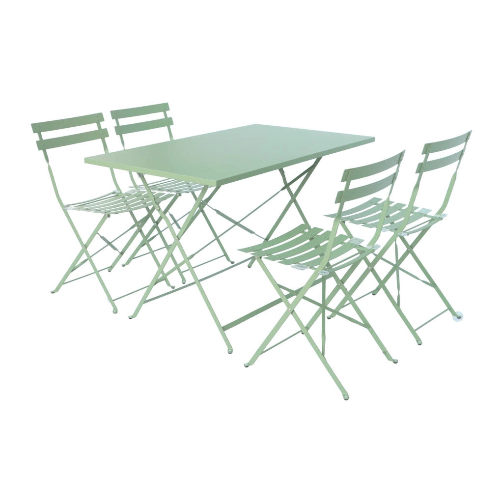 Set tavolo da giardino pieghevole in acciaio con 4 sedie, 110cm, verde