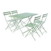 Set tavolo da giardino pieghevole in acciaio con 4 sedie, 110cm, verde