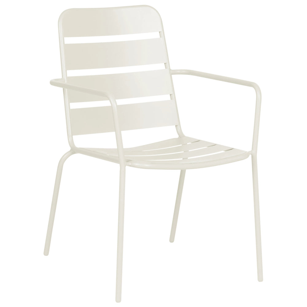 Set da pranzo da giardino per 6 persone con tavolo in ferro con foro centrale e sedie zincate e verniciate a polvere, colore beige